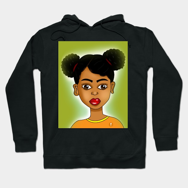 cute black girl digital art Hoodie by Spinkly Creations 